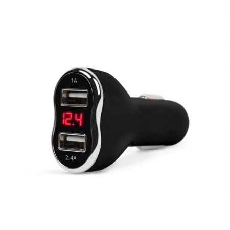Adaptoare USB bricheta - Incarcator bricheta auto - 2 x USB, cu voltmetru DC 12 - 24 V - negru