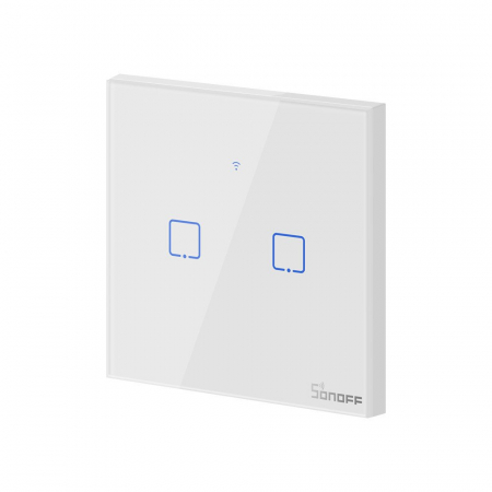 Intrerupator Smart cu Touch Wifi + RF 433 Sonoff T1 EU TX, 2 canale [1]