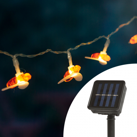 Decoratiuni Craciun - Șir de lumină solară LED - albină - 2,3 m - 20 LED - alb cald