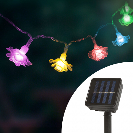 Decoratiuni Craciun - Șir de lumină solară LED - floare - 2,3 m - 20 LED - culoare