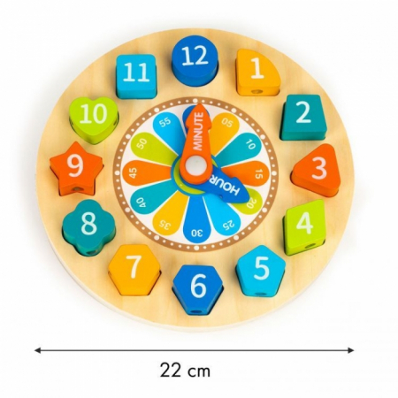 Jucarie educativa din lemn 3 in 1 tip ceas Ecotoys PH05I006 [3]