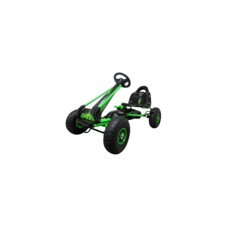 Karturi cu pedale - Kart cu pedale Gokart, 3-6 Ani, roti pneumatice din cauciuc, frana de mana, G3 R-Sport - Verde