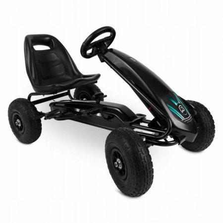 Karturi cu pedale - Kart cu pedale si roti gonflabile, Gokart RK-590 Ricokids 759000, Negru