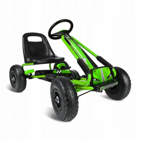 Karturi cu pedale - Kart cu pedale si roti gonflabile, Gokart RK-594 Ricokids 759402, Verde