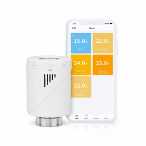Kit Cap termostatic calorifer Meross MTS100H cu Hub Smart  Alexa Google Home control wireless smartphone [0]