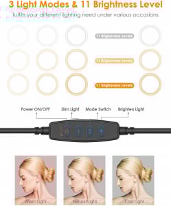 Lampa Circulara LED BlitzWolf BW-SL2 Make up Profesionala, Ring Light 120 Leduri cu Lumina Rece Calda [5]