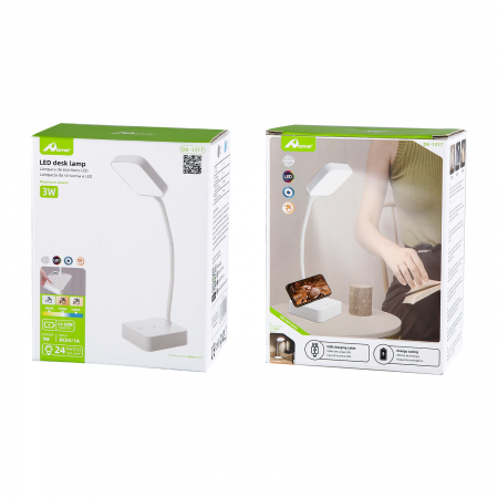 Lampa LED birou Home DK-1317, Acumulator 1200mAh, Control touch, 3 moduri, USB, 3W [4]