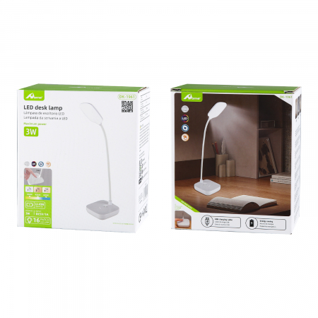 Lampa de birou LED Home DK-1961, Acumulator 1200mAh, Control touch, 3 moduri, Incarcare USB-C, 3W [5]