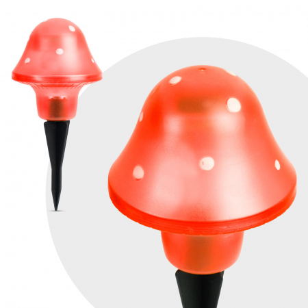 Lampa solara de gradina forma ciuperca LED - rosu, 11 cm - Family Pound [1]