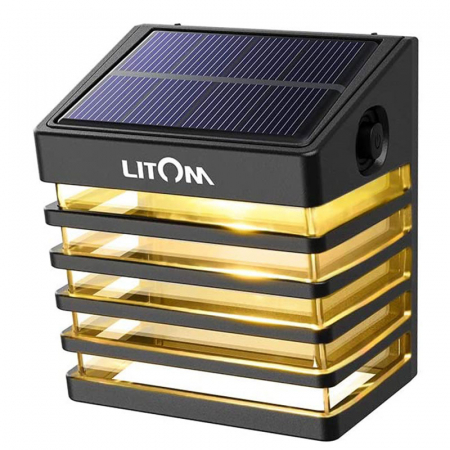 Lumini LED cu senzor de miscare - Lampa solara de perete LITOM LTCD283, lumina calda cu umbre