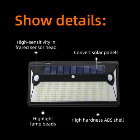Lampa solara de perete Superfire FF6-D, 72W LED, 360leduri,3 moduri, incarcare solara si senzor de miscare [4]