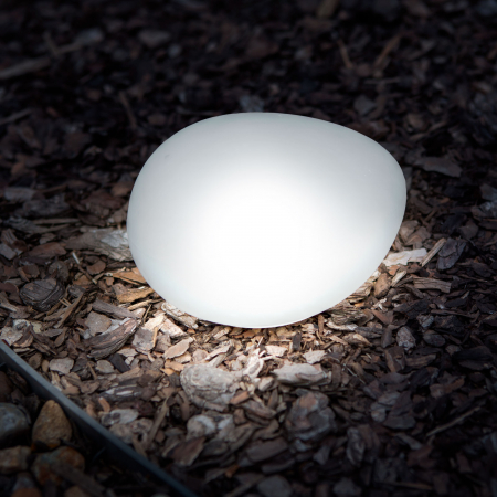Lampa solara - forma pietricele - sticla mata - 165 x 142 x 115 mm - LED alb cald [2]