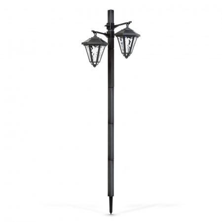 Lampi solare gradina LED - Lampă solară de gradin cu LED - felinar - 137 cm - negru - alb rece