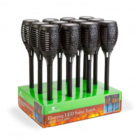 Lampă solară LED cu efect de flacără - plastic - negru - 10 x 58 cm [3]