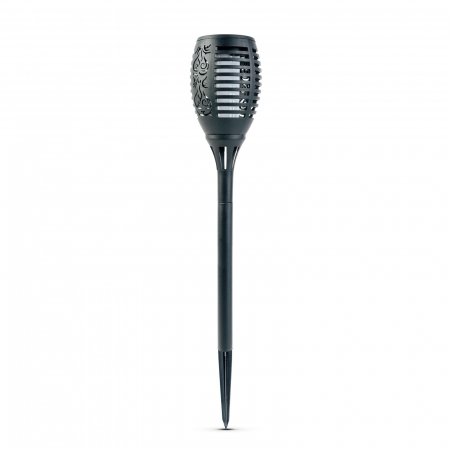 Lampi solare gradina LED - Lampă solară LED cu efect de flacără - plastic - negru - 10 x 58 cm