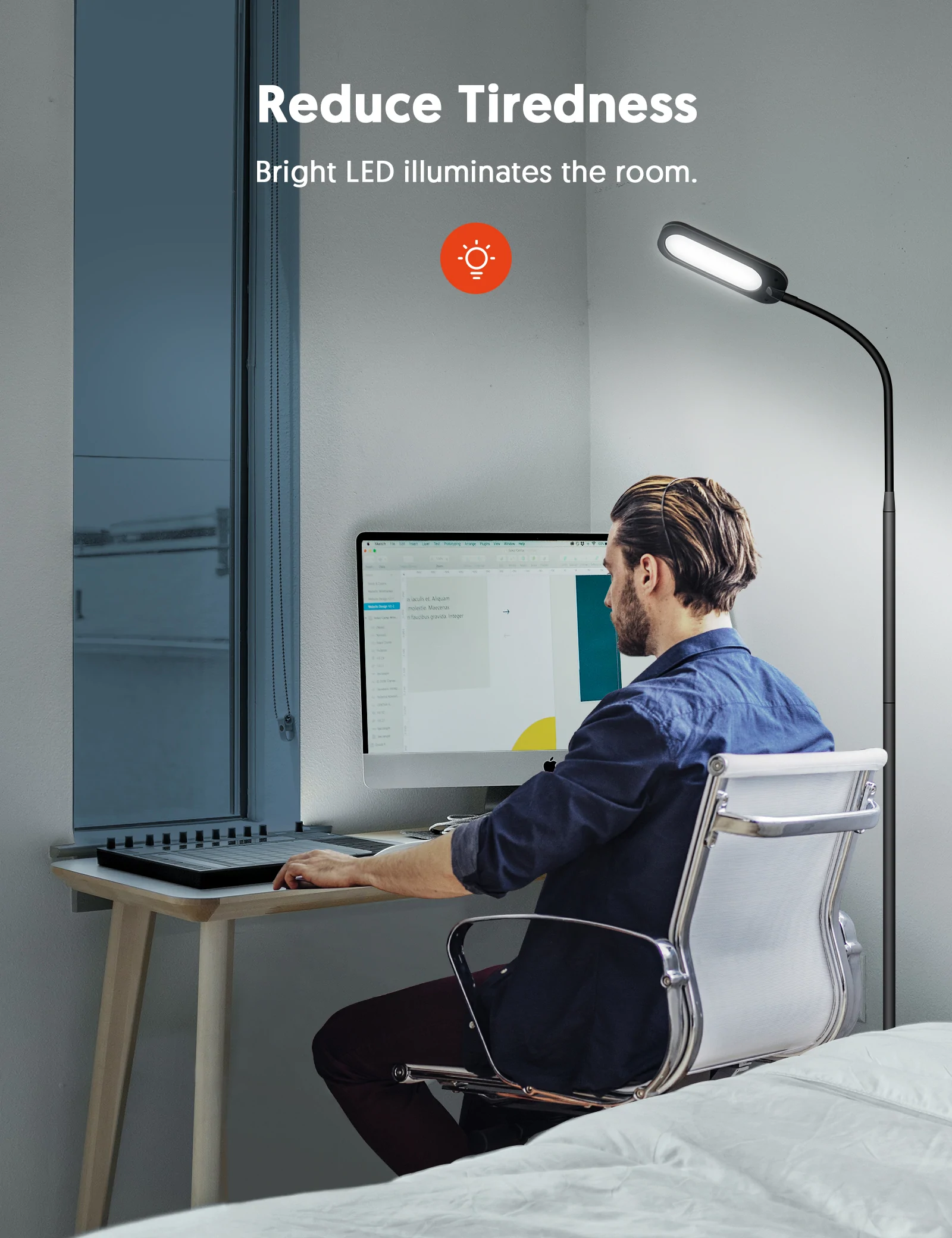 Lampadar LED Teckin FL32, 5 niveluri de luminozitate, 5 culori de temperatura, Touch Control, [3]