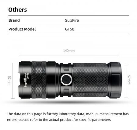 Lanterna LED Superfire GT60, Zoom, 2600lm, 320M, incarcare USB-C, Lumina fata, spate, 36W [6]