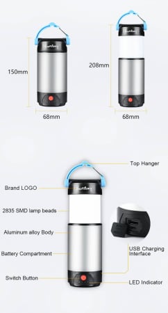 Lanterna LED SupFire T9, Pentru Camping, 800 lm, incarcare USB, PowerBank [6]