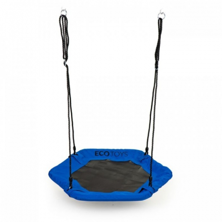 Leagane de gradina pentru copii - Leagan pentru copii hexagonal, tip cuib de barza, suspendat, Ecotoys MIR6023 - Albastru