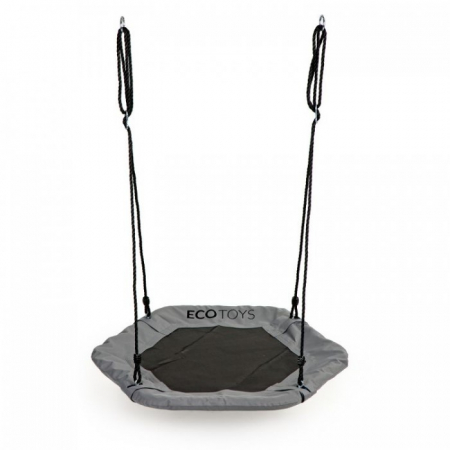 Leagane de gradina pentru copii - Leagan pentru copii hexagonal, tip cuib de barza, suspendat, Ecotoys MIR6023 - Gri