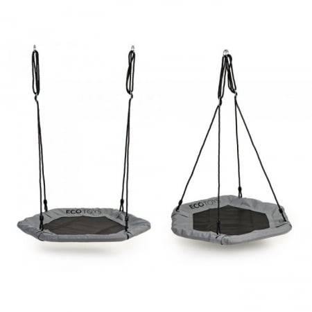 Leagan pentru copii hexagonal, tip cuib de barza, suspendat, Ecotoys MIR6023 - Gri [4]