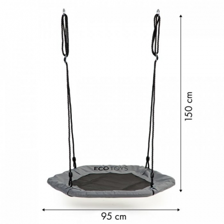 Leagan pentru copii hexagonal, tip cuib de barza, suspendat, Ecotoys MIR6023 - Gri [5]