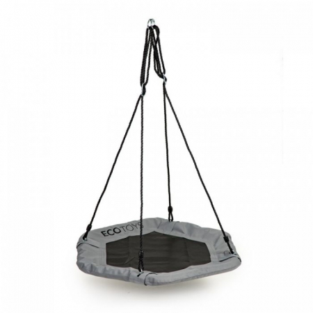 Leagan pentru copii hexagonal, tip cuib de barza, suspendat, Ecotoys MIR6023 - Gri [3]