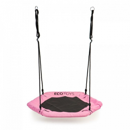 Leagan pentru copii hexagonal, tip cuib de barza, suspendat, Ecotoys MIR6023 - Roz [1]