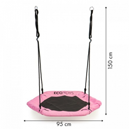 Leagan pentru copii hexagonal, tip cuib de barza, suspendat, Ecotoys MIR6023 - Roz [3]