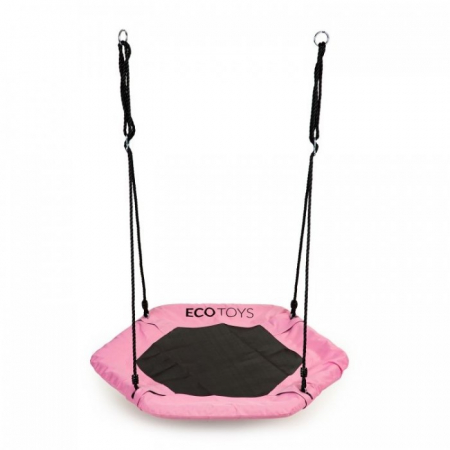 Leagane de gradina pentru copii - Leagan pentru copii hexagonal, tip cuib de barza, suspendat, Ecotoys MIR6023 - Roz