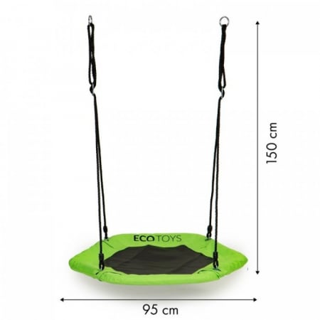 Leagan pentru copii hexagonal, tip cuib de barza, suspendat, Ecotoys MIR6023 - Verde [4]
