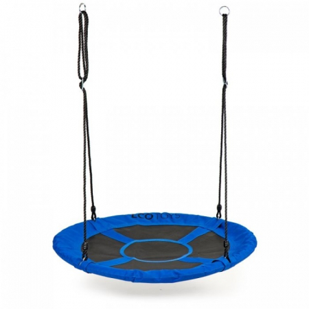 Leagane de gradina pentru copii - Leagan pentru copii rotund, tip cuib de barza, suspendat, 100 cm, Ecotoys MIR6001 - Albastru