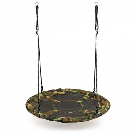 Leagane de gradina pentru copii - Leagan pentru copii rotund, tip cuib de barza, suspendat, 100 cm, Ecotoys MIR6001 - Camuflaj