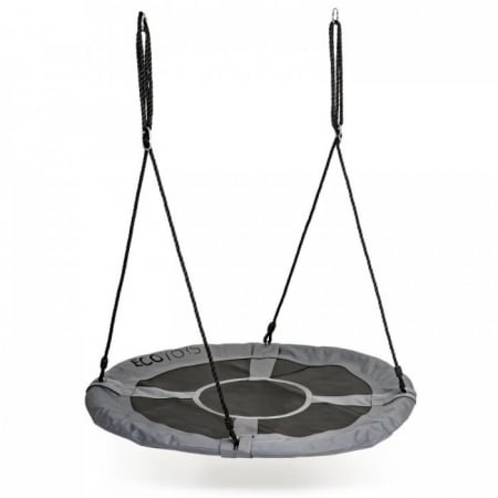 Leagan pentru copii rotund, tip cuib de barza, suspendat, 100 cm, Ecotoys MIR6001 - Gri [1]