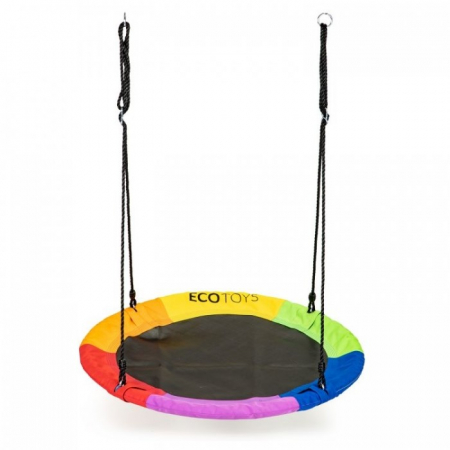Leagane de gradina pentru copii - Leagan pentru copii rotund, tip cuib de barza, suspendat, 100 cm, Ecotoys MIR6001 - Multicolor