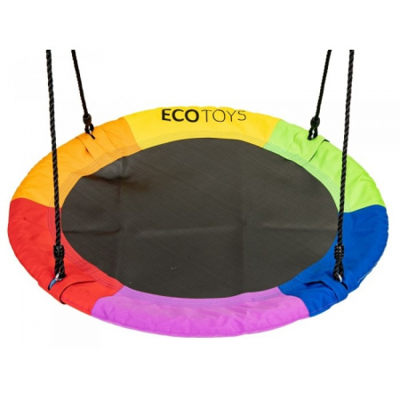 Leagan pentru copii rotund, tip cuib de barza, suspendat, 100 cm, Ecotoys MIR6001 - Multicolor [3]