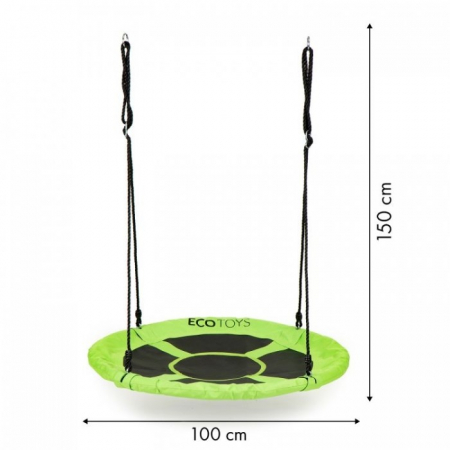 Leagan pentru copii rotund, tip cuib de barza, suspendat, 100 cm, Ecotoys MIR6001 - Verde [4]