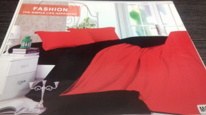 Lenjerii de pat doua persoane - Lenjerie de pat in doua culori rosu si negru din finet MC-5000