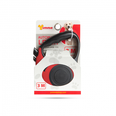Lesa automata pentru animale companie, 3 m, culoare rosie, carabiniera cromata, design modern [2]