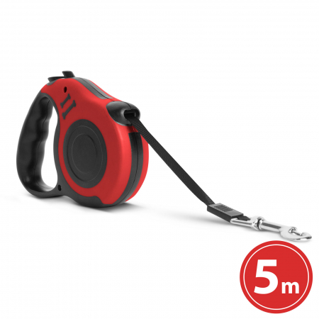 Pet Shop&Zoo - Lesa automata pentru animale de companie, cu sistem frinare, 5 m - rosu