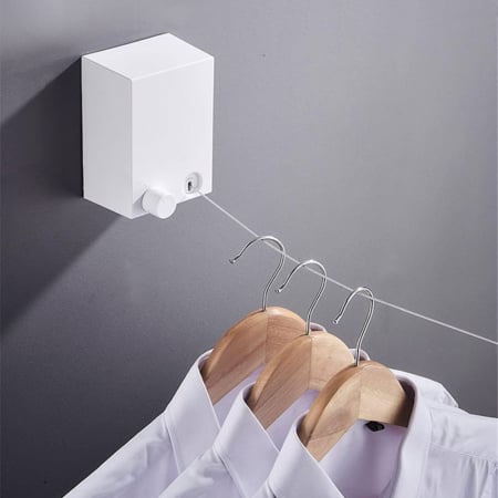 Accesorii baie - Uscator de camera rufe cu franghie retractabila si montaj pe perete - 4,2 m