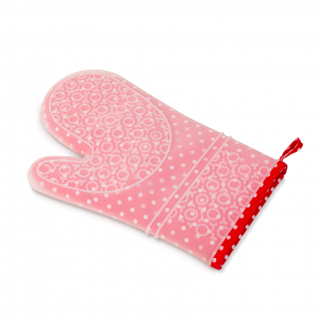 Accesorii bucatarie - Mănușă de bucătărie din silicon și bumbac - 29,5 x 18,5 cm - roșie