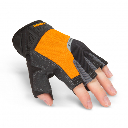 Manusi protectie - Manusi mărime L cu palmă din spumă, fără degete, cusaturi intarite, inchidere velcro