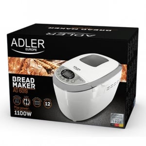Masina de paine ADLER AD 6019,gluten free, 2 palete framantare, 1100 W, 1250 g, 12 Programe, afisaj LCD, Alb [5]
