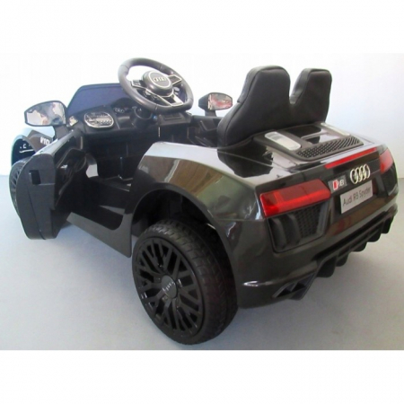 Masinuta electrica cu telecomanda, roti EVA, scaun piele Audi R8 R-Sport - Negru [2]