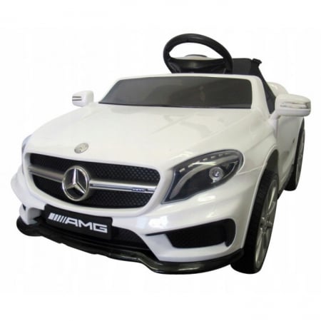 Masinuta electrica cu telecomanda, roti EVA, scaun piele Mercedes GLA45 - Alb [4]
