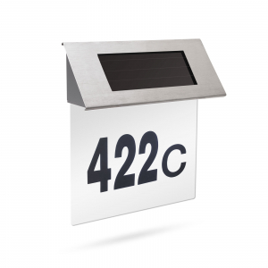 Iluminat - Număr de casă din inox, cu iluminare LED și alimentare solară