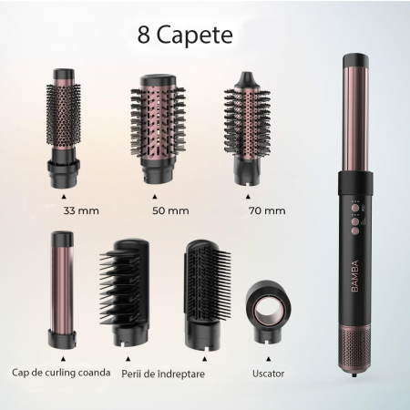 Ondulator Multistyler Cecotec Bamba CeramicCare AirGlam 8 in 1, placa de indreptat si ondulator cu tehnologia Coanda, Uscator 110000 rpm, 1400 W [3]