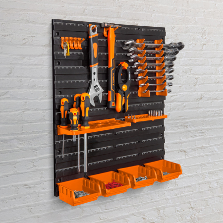 Organizatoare scule - Organizator de perete, suport pentru scule - 2 plăci - 475 x 272 x 115 mm, culoare portocaliu