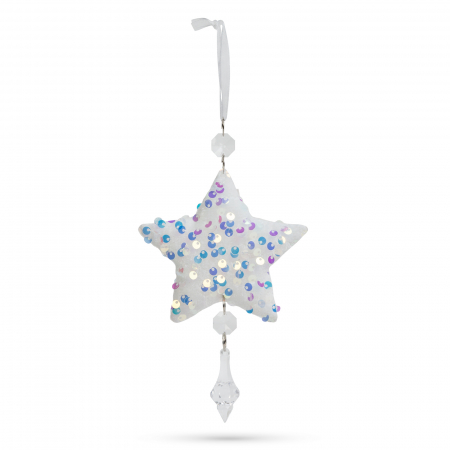 Ornament pentru bradul de Crăciun - stea- irizat, acrilic - cu agățătoare - 2 forme: fulg și stea [3]